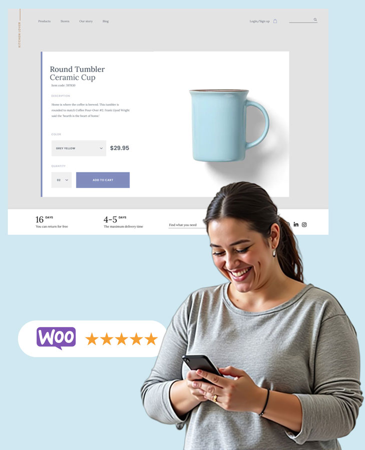 Woman-on-phone-with-website