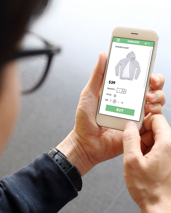 Person shopping on phone